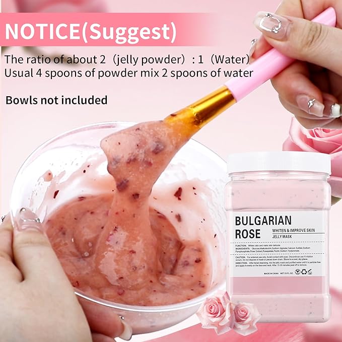 Hydro Jelly Masks for Women Home Spa,Hydrating & Moisturizing Peel-Off Rubber Gel Face Mask Skin Care,Professional Jelly Mask for All Skin Types 23 Fl Oz（Bulgarian Rose）