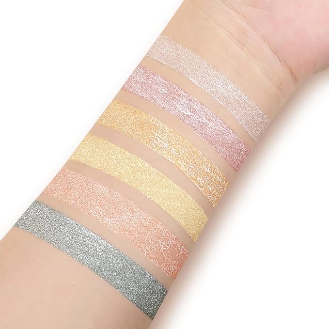 ADMD Diamond Lip Glaze 6-Piece Set Lip Gloss Glitter Sparkling Liquid Lipstick&Shimmer Eyeshadow Long-Lasting Waterproof Makeup