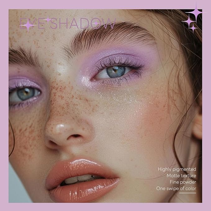 HOSAILY Light Purple Single Matte Eyeshadow, Velvet Eye Shadow Pressed Powder Primer Base Makeup, High Pigmented LongLasting Violet Lavender Eye Shadow Palette Makeup, sombras para ojos 02