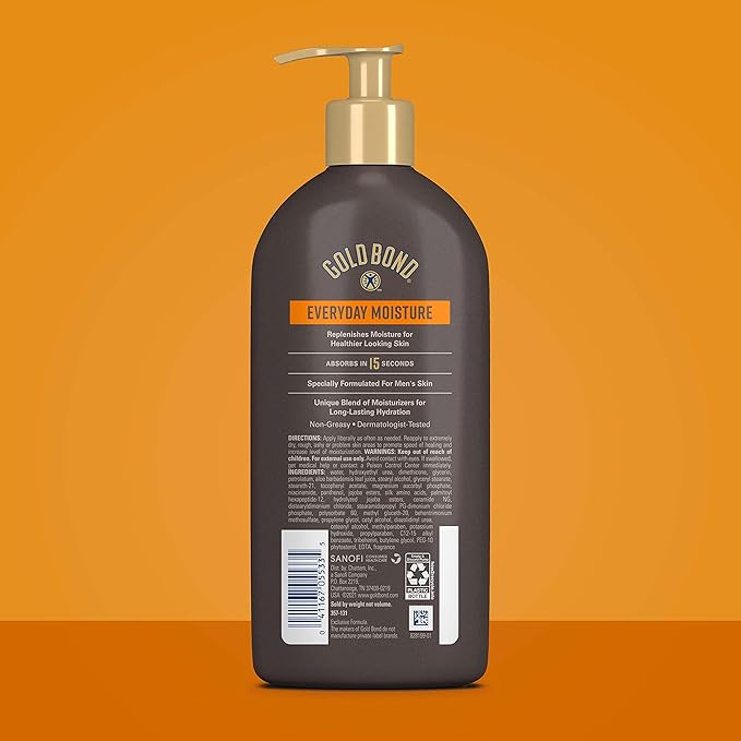 Gold Bond Men's Essentials Everyday Moisture Daily Body & Hand Lotion For Men, 14.5 oz., With Vitamin C