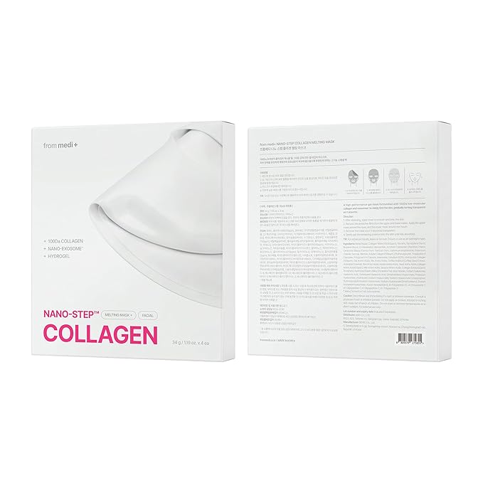 Nano Step Collagen Melting Hydrogel Mask, Overnight Hydration Treatment, Glass Skin Effect, Firming & Radiance Boost, Plumping Care, Korean Skincare, Gifts for Women, 4ea