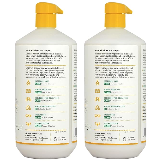 Alaffia Conditioner, Vanilla Mint 2-Pack – EveryDay Shea Sulfate-Free Conditioner with Shea Butter and Coconut Oil, 32 Oz Ea