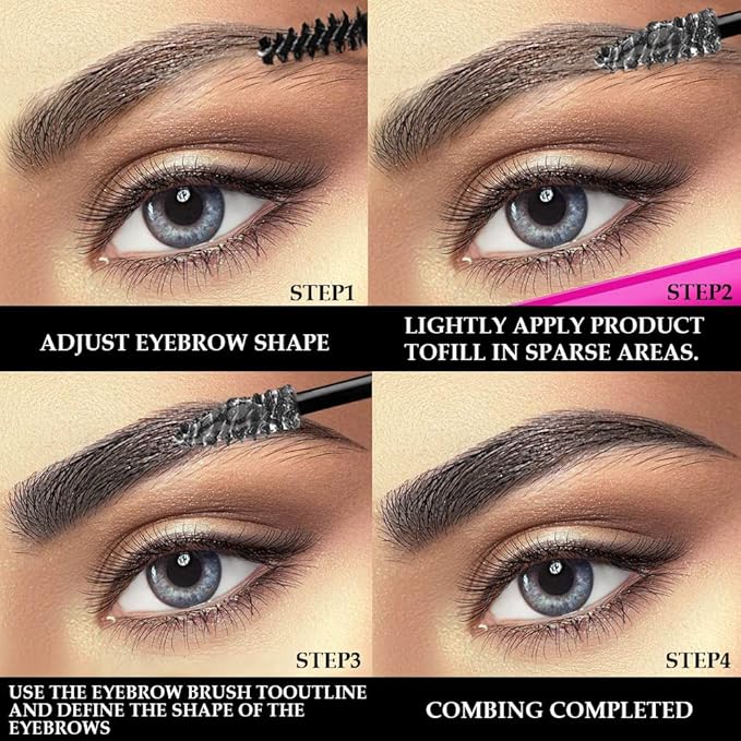 Tinted Thickening Brow Mascara,Tinted Eyebrow Gel,Waterproof, Transfer-proof, Brush to Fill in Eyebrows and Cover Gray Hairs - Cruelty Free (1Pcs #09 transparent brow glue)