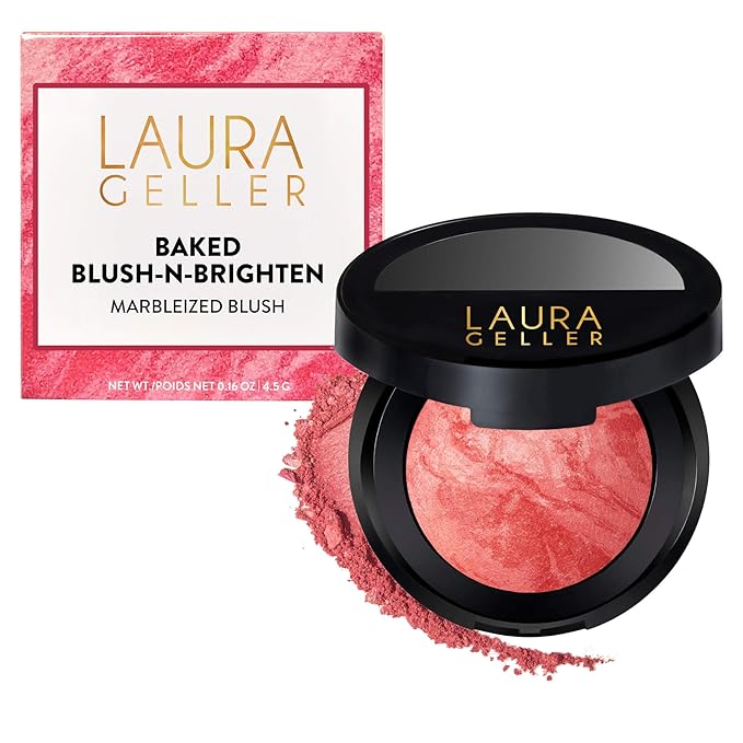LAURA GELLER NEW YORK Baked Blush-n-Brighten for Mature Skin - 04 Cherry Custard - Powder Blush Won't Settle into Fine Lines - Buildable Natural Finish – Longlasting Formula - Made in Italy