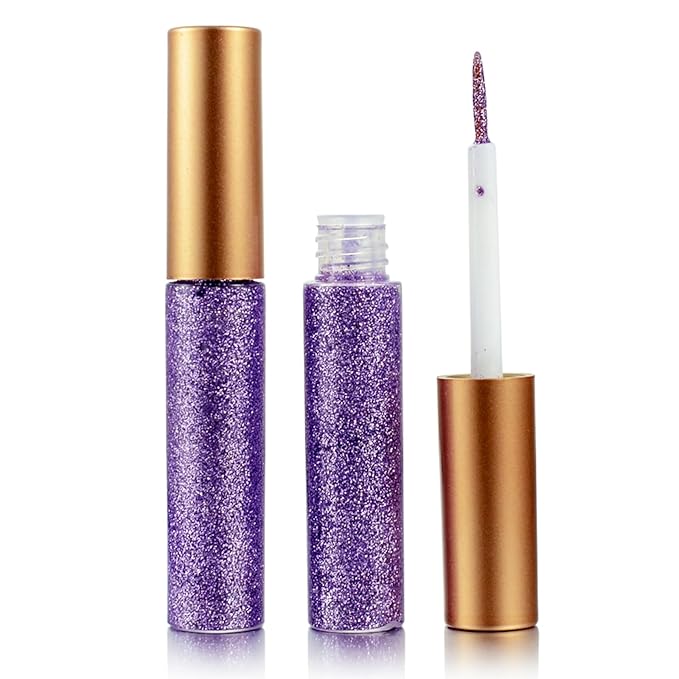 Glitter-Eyeliner,Purple Giltter-Eyeliner, Long-lasting Waterproof Eye-Glitter Makeup, Silver, Gold, Pink Green High-pigmented Colorful Eye Liner Liquid