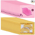 Lip Mask & Eye Mask - 30PCS Under Eye Patches Skincare, Crystal Collagen Hydrating Moisturizing Smoothing Gel Pads for Puffy Eyes Bags,Reducing Fine Lines Dark Circles, Anti-Aging Wrinkles Gold
