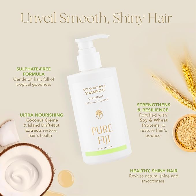 PURE FIJI Coconut Milk Shampoo, Starfruit (9.47 Fl. Oz /280ml)