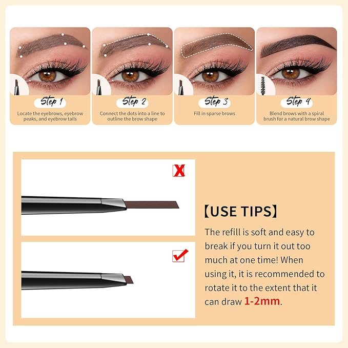 Docolor Makeup Micro Brow Pencil, Definer Eyebrow Pencils for Women Dual-Sided Ultra-Fine Microblading Eyebrow Pencil (Soft Brown and Black,2 Count)