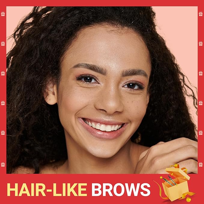 Microblading Eyebrow Pen - 2-in-1 Dual-Ended Eyebrow Pencil with Micro-Fork Tip & Precise Brush-Tip for Natural, Long Lasting Brows - Light Brown