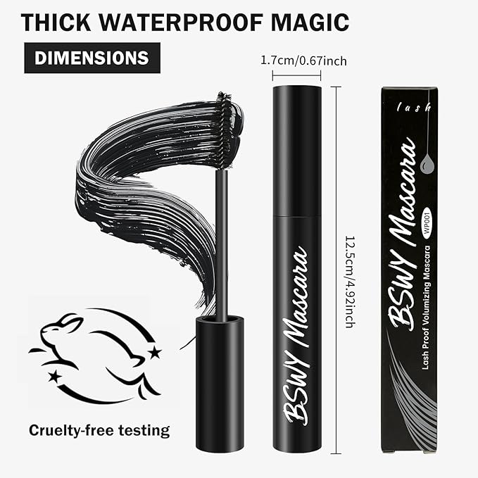 Telescopic Tubing Mascara, Sky High Waterproof Formula with Essence - Lengthening & Volumizing for Women 60 Plus, Smudge-Proof & Long-Lasting