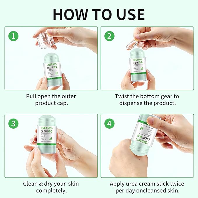 60% Urea Cream Stick plus 2% Salicylic Acid,Foot Callus Remover - Urea Cream 60% for Feet Cracked Skin, Dry Cracked Feet & Hands Moisturizer, Foot Care Balm 1.4oz