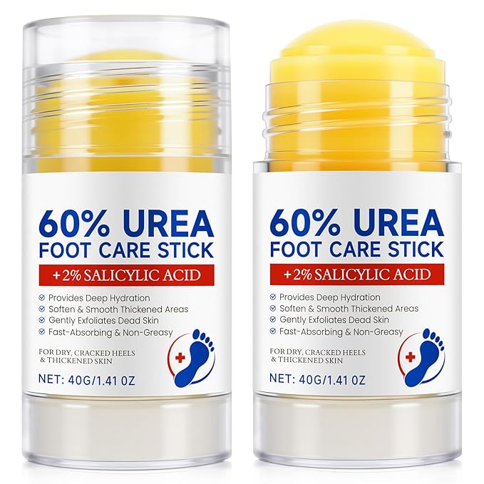 Urea Cream Stick, Maximum Strength Urea Foot Cream for Dry Cracked Feet, Knees, Hands, Exfoliating Dead Skin,Foot Care Cream Moisturizer 2 Pack