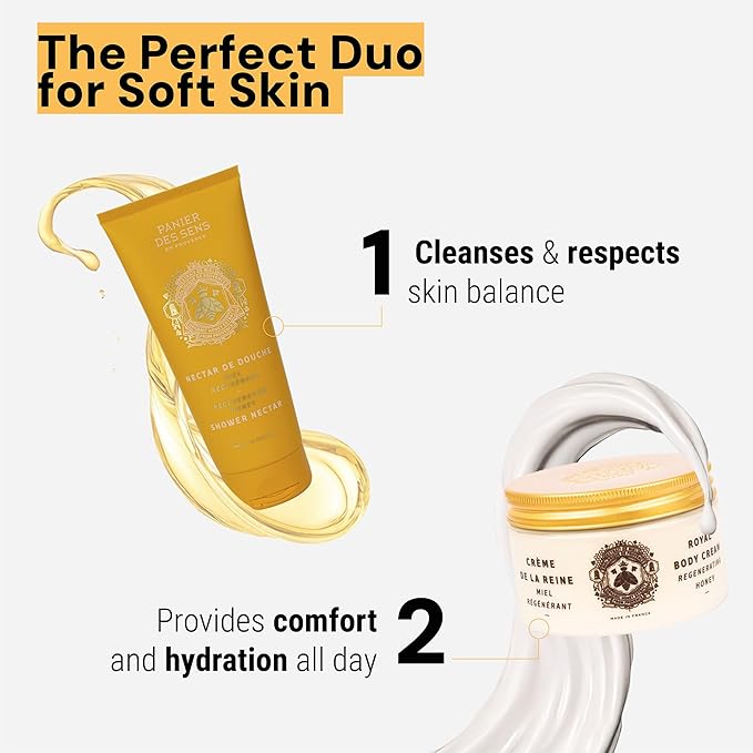 Panier des Sens - Honey Moisturizing Body Wash for Women & Men - Gentle Shower Gel - 96% Natural - Normal, Sensitive Skin - Body Care Made in France, SLS Free, Vegan - 6.8 floz