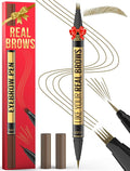 Microblading Eyebrow Pen - 2-in-1 Dual-Ended Eyebrow Pencil with Micro-Fork Tip & Precise Brush-Tip for Natural, Long Lasting Brows - Light Brown
