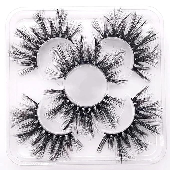Sunniess False Eyelashes 25 mm Lashes Fluffy Wispy Volume Fake Lashes for Halloweens Cosplay Party Stage Make up Faux Mink Lashes