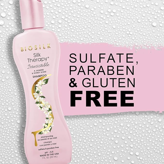 BioSilk Irresistible Shampoo, Cleanses & Conditions Frizzy Hair, Jasmine & Honey Scent, Silk Proteins & Botanical Extracts, Sulfate-Free, Paraben-Free, Cruelty-Free, 7 Oz