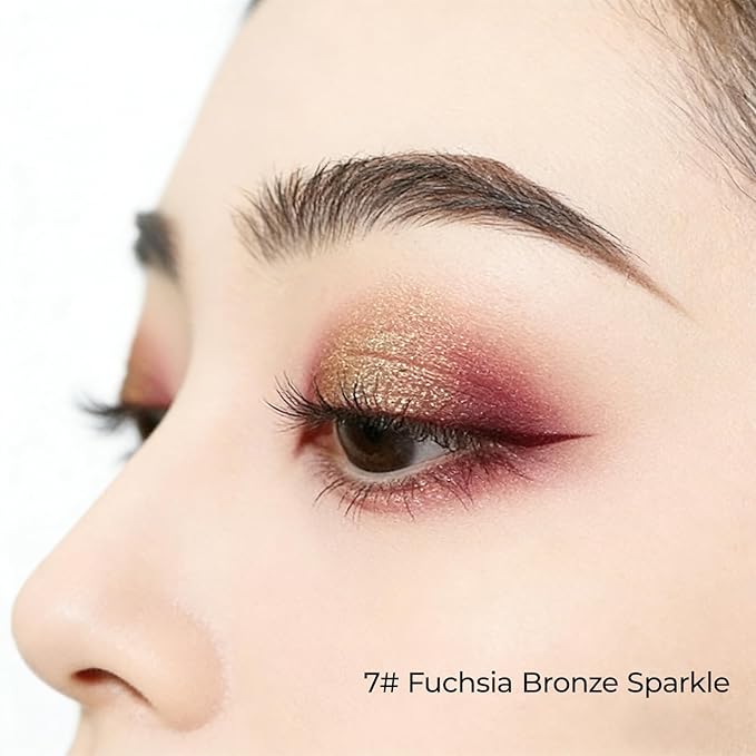 Duochrome Glitter Eyeshadow, Ultra-Fine Color Shifting Metallic Shimmer, High Pigment Holographic Single Eye Makeup, Long Lasting & Buildable Eye Shadow (#7 Coppery Bronze Sparkle)