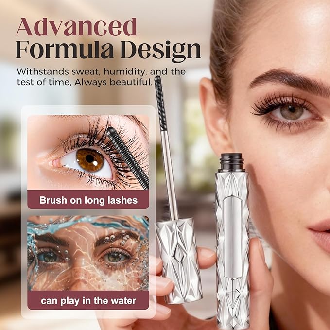 Eyelash Primer Wand Mascara,Waterproof Quick Drying Curling Mascara,Long-Lasting Non-Smudged Magic Tubing Mascaras for Daily Makeup (Black/3pcs)