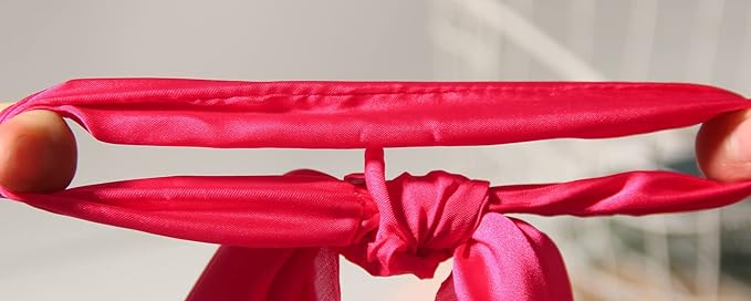 Pack of 2 Knotted Bow Hair Scrunchies Elastic Hair Scarf Black Hair Ties Bands Satin Hair Ribbon Scrunchy Red Ponytail Holder for Women and Girls, Hair Scarf Scrunchies, Hair Accessories Hair Bow