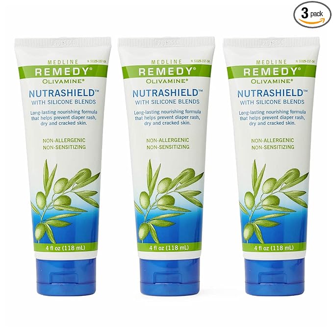 Medline Remedy Nutrashield, Skin Protection, Relieves Chapped or Cracked Skin, Ideal for Dry Denuded Skin, 4 oz (Pack of 3)