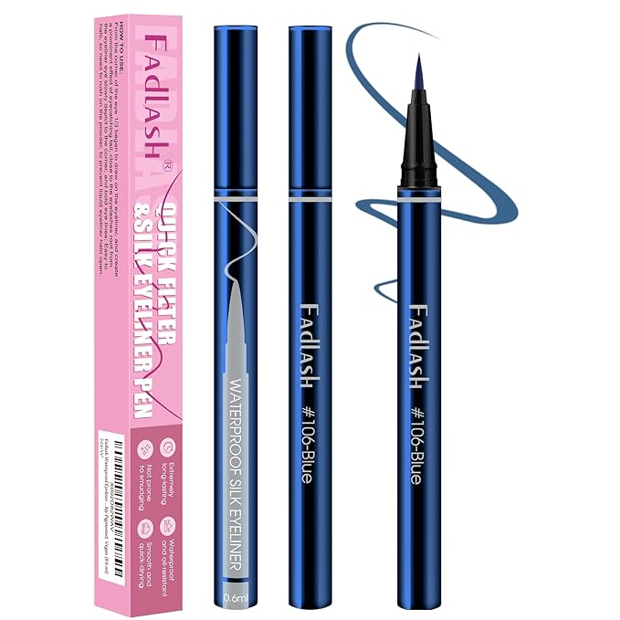 FADLASH Waterproof Eyeliner Liquid, Blue Ink Matte Eye Liner,Smooth & Dry Quickly Eye Pen Smudge-Proof, Long-Lasting Natural Look, Not Prone, Highly Pigmented, Vegan (0.6 ml)