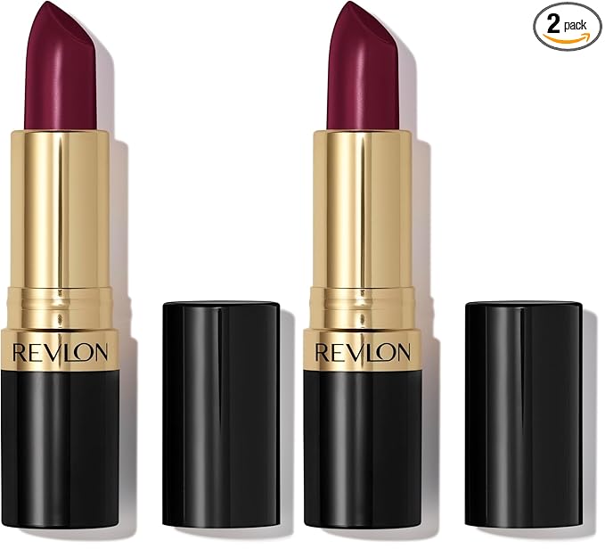 REVLON Super Lustrous Lipstick, Creamy Formula For Soft, Fuller-Looking Lips, Moisturized Feel, 477 Black Cherry, 0.15 oz (Pack of 2)