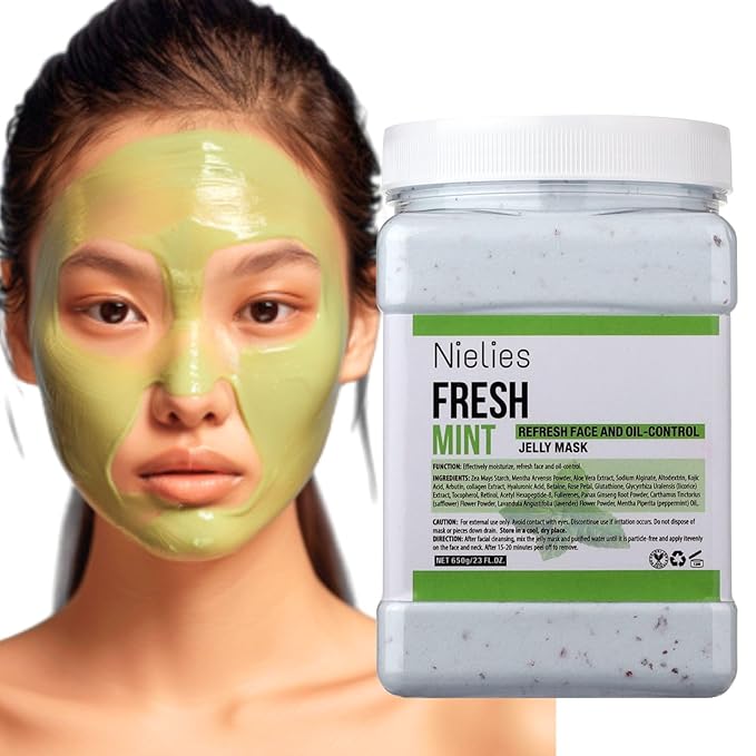 Jelly Mask for facials, Facial Skin Care- Peel-Off Jelly Mask Set, Face Mask For Instant Hydration, Vegan Peel Off Face Mask, For Moisturizing, Smoothing (Fresh Mint)