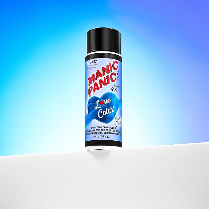 MANIC PANIC Bright Cobalt Blue Color Depositing Conditioner - Love Color Hair Conditioner Keeps Hair Vibrant, Nourished & Refreshed - Formulated with Shea Butter & Quinoa - Blue Valentine (8oz)