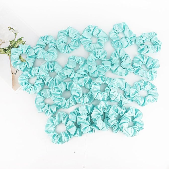 Silk Satin Scrunchies for Women Girls 24 PCS Hair Scrunchies Silk Satin Hair Ties for Thick Hair Bulk Hair Ties Hair Accessories