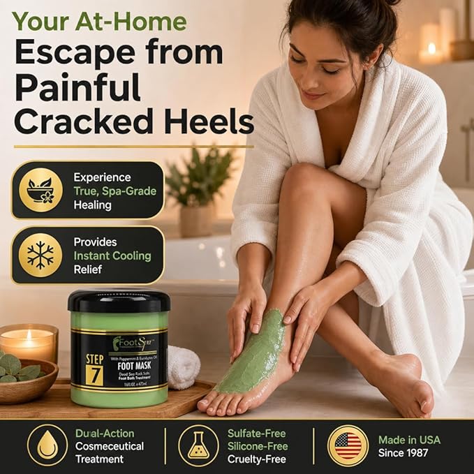 Foot Repair Mask - Dual-Action Cosmeceutical Treatment that Regenerates Skin from Within to Heal Painful Fissures and Provide Spa-Quality Cooling Relief - 16 oz