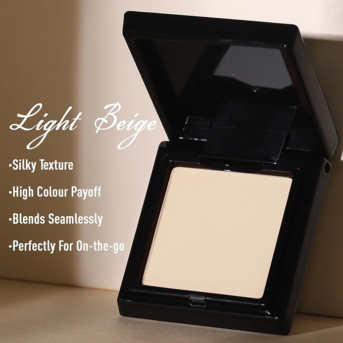 UCANBE Light Beige Single Eyeshadow Palette, Neutral Nude Matte Mini Eye Shadow Primer Base Powder, Highly Pigmented Professional Long-Lasting Waterproof Makeup Pallet