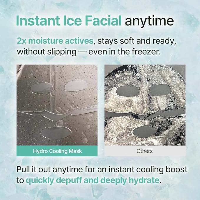 NDP Collagen Cica Cooling Hydrogel Face Mask, Soothing Ice Mask for Depuffing, Puffiness, Sunburn, After Sun & Microneedling, Vegan Collagen & Centella, Korean Skincare (4 Sheets)