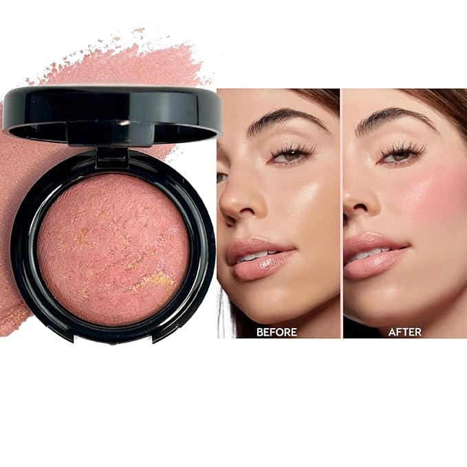 K'APEINE Baked Blush, Light Pink Single Powder Blush for Cheeks, Shimmer Silky Smooth Pressed Powder, Highly Pigment Makeup Palette, Long-Lasting Face Makeup for Women Beauty for Festivals-02#