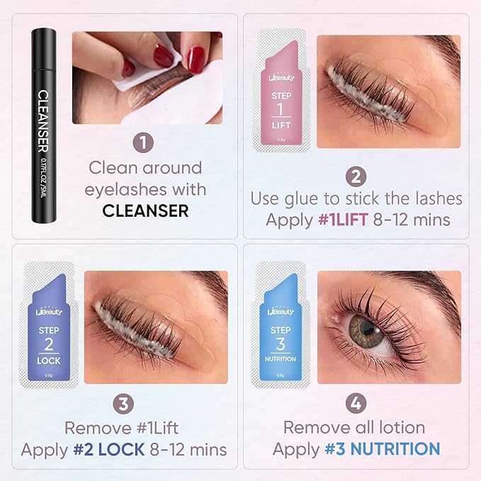 Libeauty Brow Lamination Kit Lash Lift Kit Lasting 8 Weeks Sachet Disposable Upgraded Version Curling Perming Wave Lotion & Liquid Set Home Perm Kit (20pcs-lash/brow lift kit)