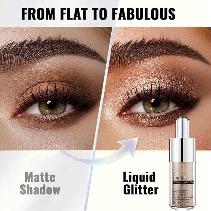 Gold Shimmer Liquid Eyeshadow, High Pigment Blendable Eye Makeup for Older Women, Long Lasting Lightweight Travel Friendly, Suitable for All Eye Shapes, Metallic Glitter Finish 03#