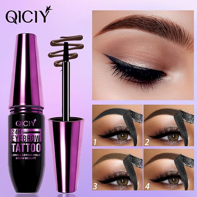2PCS Peel Off Eyebrow Tint Gel, Semi-Permanent Color Brow Dye, Waterproof Long-Lasting Tattoo Eyebrow Gel for Fuller Defined Brows Makeup, Smudge-Proof, Easy Peel, Lasts Up To 24 Hours (Light Brown)