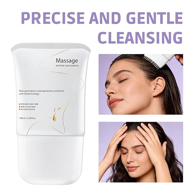 Hair Growth Serum with Built-In Brush, Scalp Serum with Heart Leaf Exosomes & Echinacea & Green Tea Extracts For Hair And Scalp Care, 3.38 Fl. Oz