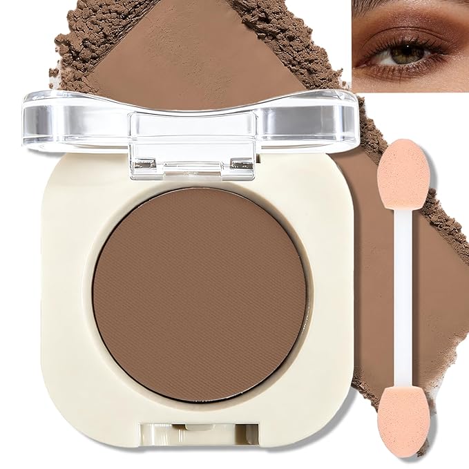 Deep Brown Eyeshadow Palette, Single Matte Eye Shadow Palette High Pigment Neutral Eyeshadow Compact Pressed Powder Primer Lightweight Blendable for Daily Natural Eye Makeup for Older Women