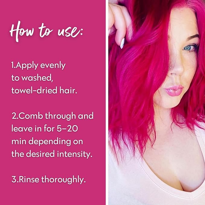 Four Reasons Color Mask INTENSE Fuchsia (27 Colors) - Intensive Toning Treatment - Color Depositing Conditioner – Semi Permanent Pink Hair Dye for Lightened and Colored Hair– 100% Vegan, 6.76 fl oz
