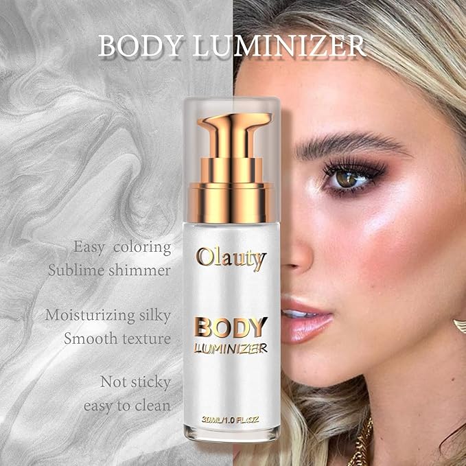 Firstfly Liquid Luminizer, Waterproof Moisturizing Light Shimmer Glow Illuminator for Face & Body, All In One Makeup Liquid Illuminator, Summer Body Luminizer, Face Body Highlighter（#06 Moonlight White）