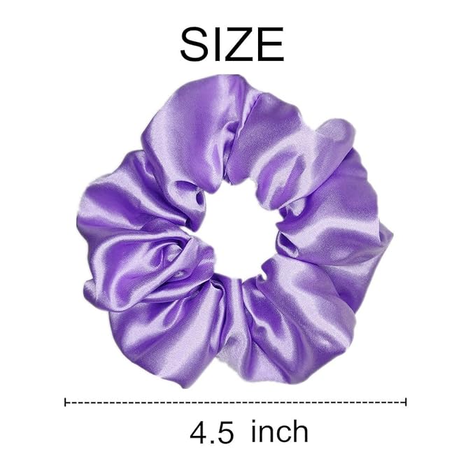 12 Pcs Satin Silk Hair Scrunchies Soft Hair Ties Fashion Hair Bands Hair Bow Ropes Hair Elastic Bracelet Ponytail Holders Hair Accessories (4.5 Inch, Assorted Red and Purple)