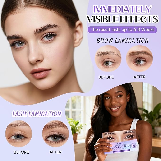 Lash Lift Kit - Eyelash Perm Kit - Eyebrow Lamination Kit, 2 in 1 Professional Eyelash Curling Lash Extension & Eyebrow Lift Kit, Easy to Use for Salon & DIY Home Use, Lasts 6-8 Weeks (Purple)