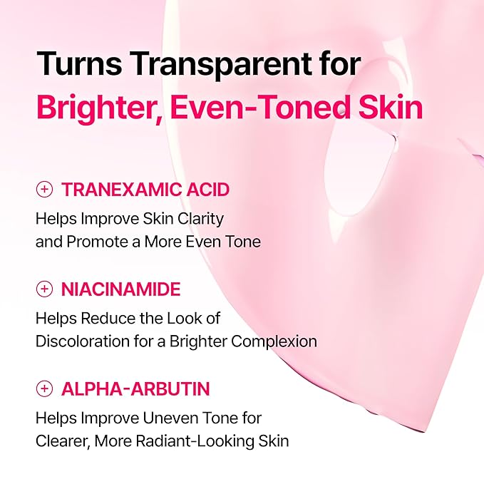 TXA Niacinamide Brightening mask, Overnight Care for Glass Skin, Dark Spot Care, Tranexamic Acid + Niacinamide + Alpha-Arbutin 30,000ppm, Korean Skincare, Gifts for Women, 4ea