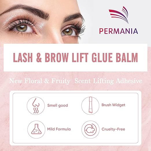 PERMANIA Lash Lift Balm Glue, New Eyelash Lifting Adhesive，0.35oz/10g Lash Lift Glue Strong Viscosity and Water Solubility for Lash Perm Kit (Rose)