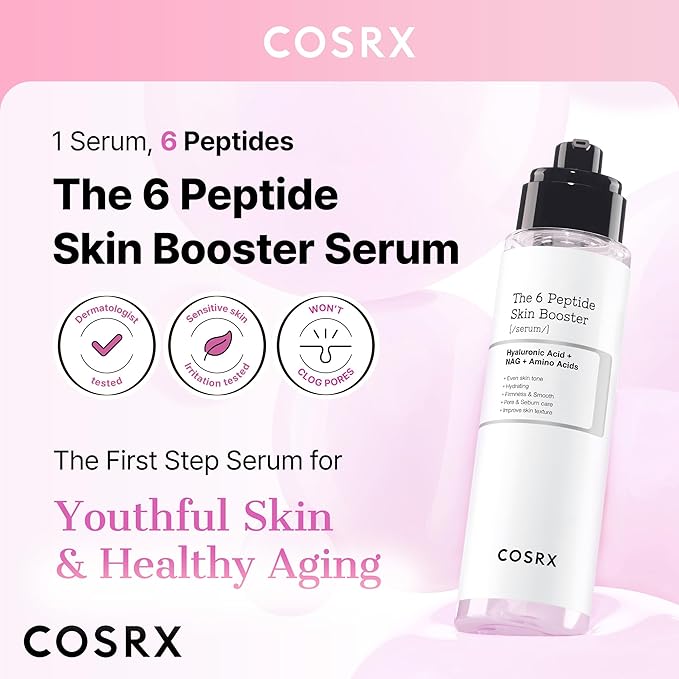 COSRX 6X Peptide Collagen Skin Booster Toner Serum for Dull & Uneven Skin, Preps Skin with Copper Peptides, GHK-Cu, Skin Renewal Boosting Facial Essence, Korean Skin Care, 5.07 oz