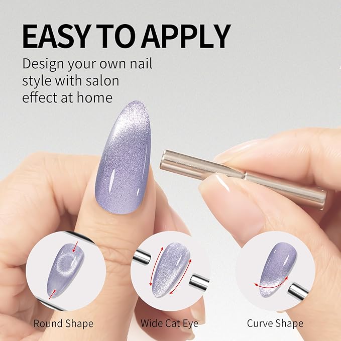 MAYCHAO 15ML Cat Eye Gel Nail Polish 1Pc Violet Gel Polish with Magnet Soak off Holographic Magnetic Nail Polish for Nail Art Manicure Salon DIY at Home, 0.5 OZ