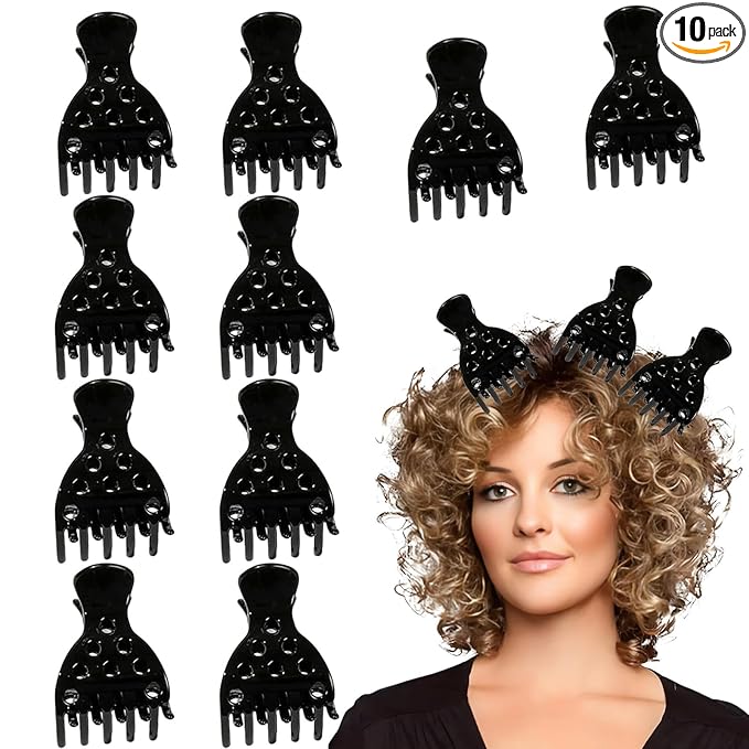 10 PCS Hair Volume Clip for Thick Hair, Root Clips for Curly Hair Volume,Black Claw Clips for Women Root Lifting for Curl