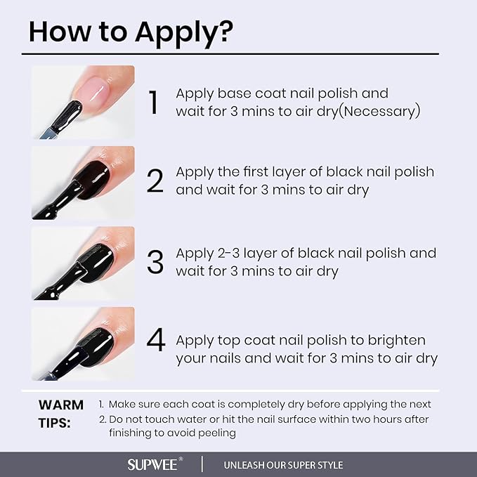 Black Nail Polish, Large Volume Quick Dry Air Fast Drying Fingernail Polish Nail Art DIY Home Manicure for Women 16ml/0.54 oz