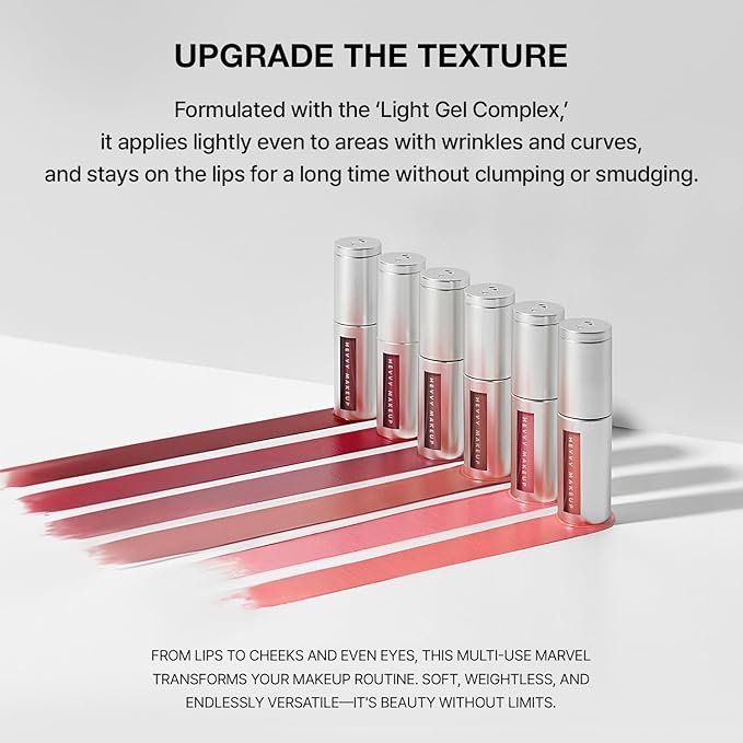 HEVVY MAKEUP Blurring Slip Fit Lip and Cheek Stain, Korean Airy Velvet Matte Lip Tint Stain with Creamy Soft Texture, Long Lasting & Lightweight Lip and Cheek Tint - Cotton Coral 0.13 fl oz / 3.7 ml