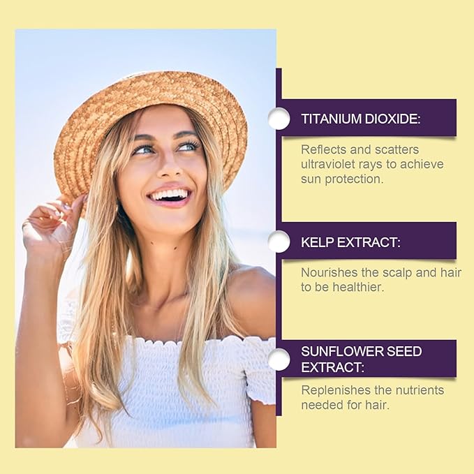 2PC Ultimate Hair and Scalp Sunscreen Spray SPF 30,Color-Lock UV Shield for Dyed/Highlighted Hair, Prevents Color Fade & Dryness, Non-Greasy Protection(100ml)